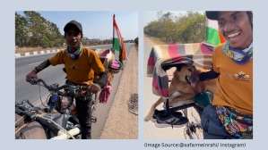 A man from Bihar travelled over 12K kilometres with his dog Charlie. (Image source: @safarmeinrahi/ Instagram)