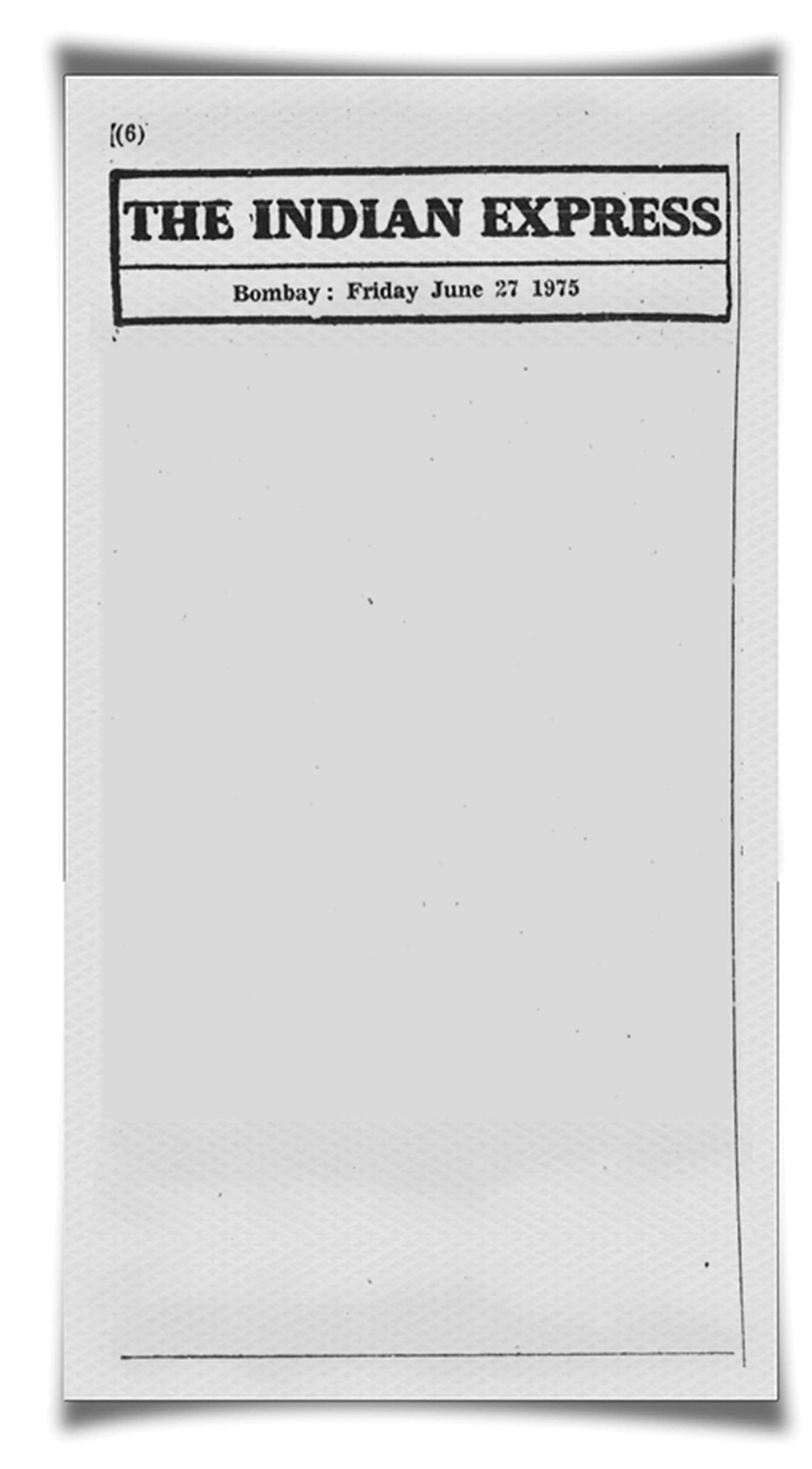 The blank editorial in The Indian Express after the Proclamation of Emergency