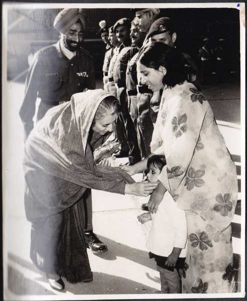 Prime Minister Indira Gandhi at the Bhuj air base on December 24, 1971. It was the only air base she visited after the war. Courtesy: Wing Commander Vijay Karnik (retired) 