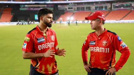Punjab Kings skipper Shreyas Iyer with coach Ricky Ponting. (Sportzpics for IPL)