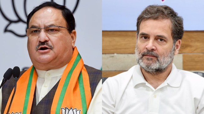 BJP national president Jagat Prakash Nadda and Congress leader Rahul Gandhi