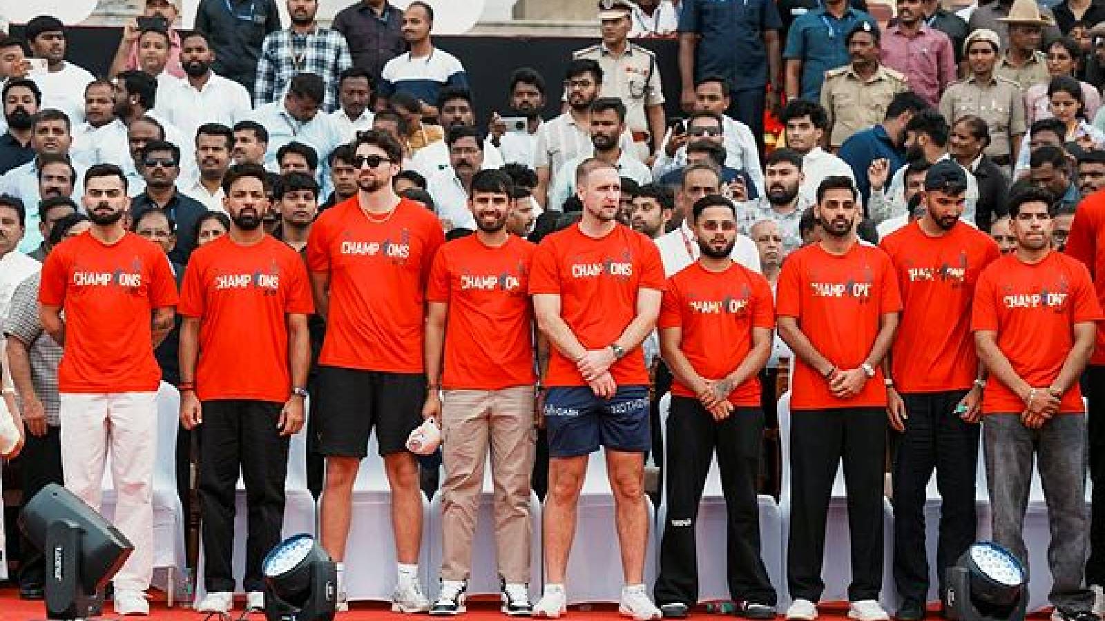 ‘Please let me talk’: Virat Kohli struggles to get a word in as crowd chants for him at Chinnaswamy after IPL title triumph