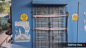The area of the Kolkata law college where the alleged rape took place sealed off by the police.