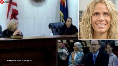 While responding to a question from Judge Elizabeth Harris, Kozeliski inadvertently began his reply with, “But honey…” before stopping himself (Image source: @CollinRugg/X)