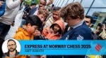 Magnus Carlsen ahead of the last round at Norway Chess. (Roza Czarnota via Norway Chess)