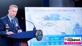 Joint Chiefs Chairman Gen. Dan Caine speaks during a news conference at the Pentagon in Washington, Sunday, June 22, 2025, after the U.S. military struck three sites in Iran.
