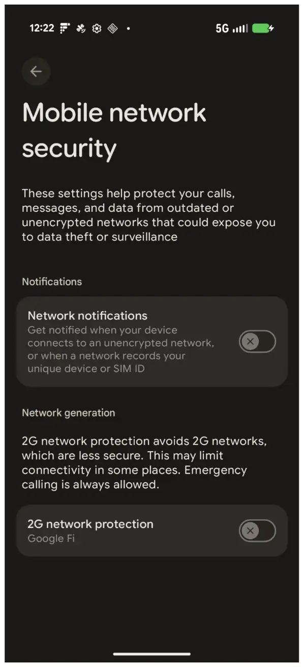 Here's what the new network settings options look like.