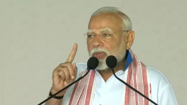 Prime Minister Narendra Modi speaks on International Yoga Day at an event in Visakhapatnam.