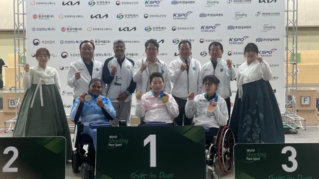 Mona Agarwal won the silver medal in the women’s R2 10m air rifle standing SH1 final at the WSPS World Cup in Changwon, Korea. (Special Arrangement)