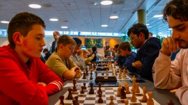 A scene from the recent Norway Chess Open tournament at the IMI Forum in Stavanger which saw many Indian kids in action. (PHOTO: Norway Chess/Roza Czarnota)