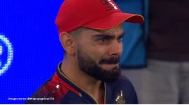 In another heartfelt video, Kohli is seen running toward Anushka Sharma and hugging her tight, tears streaming down his face. An emotional Sharma held him, congratulating him.