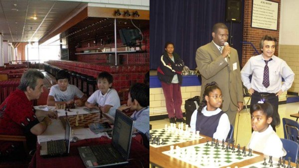 L-R: GM Raset Ziatdinov training young kids. (Raset Ziatdinov/Facebook)