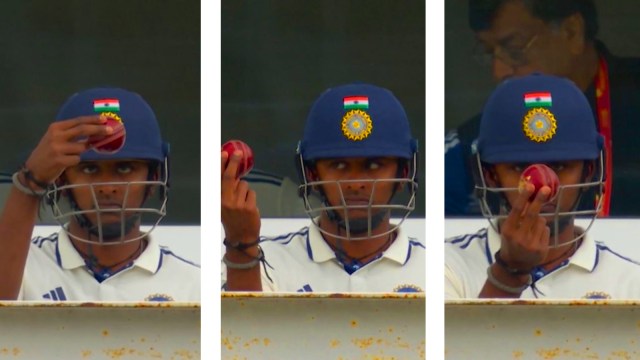 Screengrabs from video showing Sai Sudharsan's unique visualisation method during his debut Test for India against England in Leeds. (Photos via Sony Sports Network)