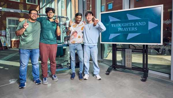 Shreyas with team mates who won the digitally designed stories competition.