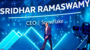 Snowflake CEO Sridhar Ramaswamy ahead of his keynote speech at the Snowflake Summit. He outlined the company's AI security measures and customer data protections. (Express Image/Snowflake)