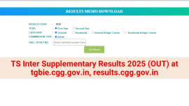 TS Inter Supplementary Results 2025 (OUT) at tgbie.cgg.gov.in, results.cgg.gov.in (Image - Official Website)