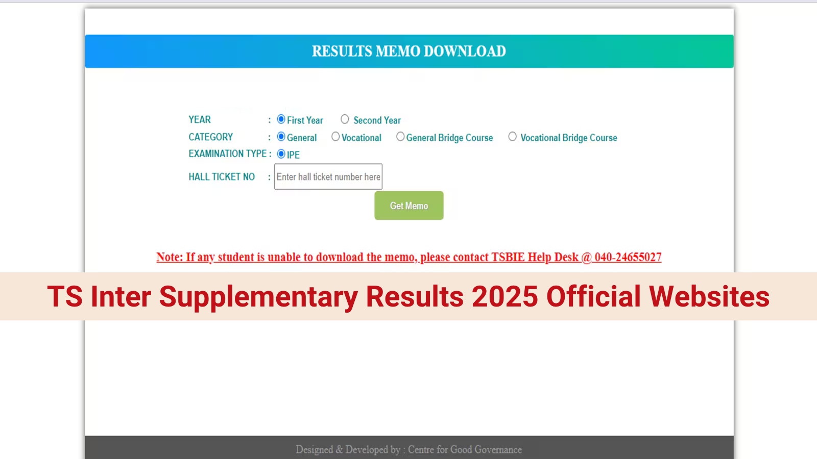 TS Inter Supplementary Results 2025 Official Website: Where can I download marks memo online?