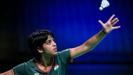 Tanvi Sharma in action in the semi-final of the US Open 2025 badminton tournament in Iowa. (PHOTO: BWF/Badminton Photo)