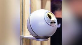 The Orb, from startup World, an eyeball scanner that provides you with a “World ID,” at an event in San Francisco, April 30, 2025.