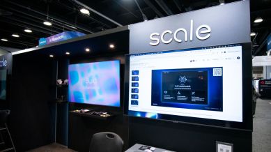 Scale AI's booth at NeurIPS 2024 conference.