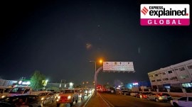 Tracers are seen in the sky after Iran targeted the US’s Al Udeid base in Qatar, as seen from Doha on Monday. Reuters 1 Why Iran gave ‘early notice’ of its attack on US base in Qatar