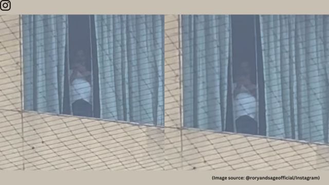 In the viral video, the camera zooms in on a hotel window where a man appears to be filming the women below as they sunbathe (Image source: @roryandsageofficial/Instagram)