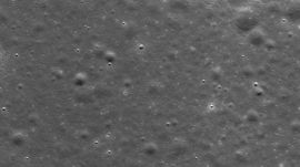 The ispace Resilience lunar lander crash on June 5, 2025 created a dark smudge surrounded by a subtle bright halo.