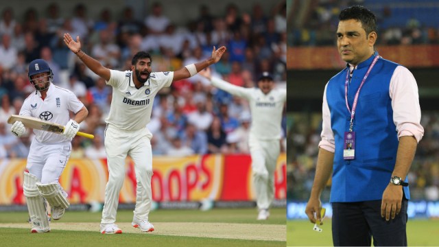  India's pacer Jasprit Bumrah in action during the first Test vs England and Sanjay Manjrekar. (AP & BCCI)