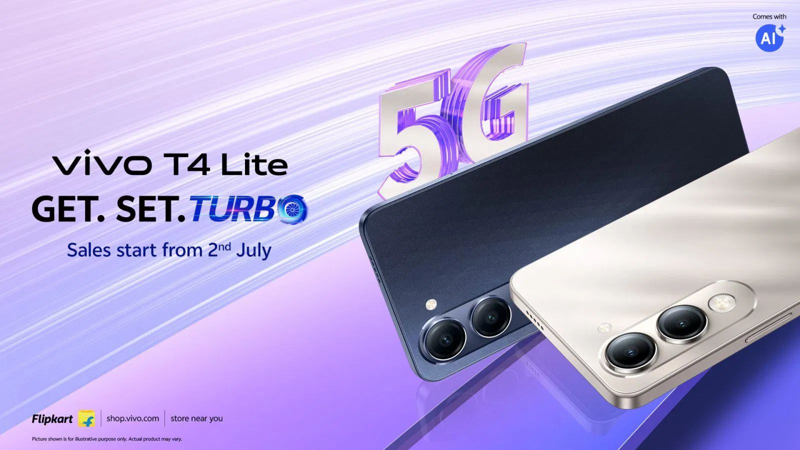 New T4 Lite 5G expected to be released on Flipkart, Vivo India e-store, and retail outlets on 2 July. (Image: Vivo)