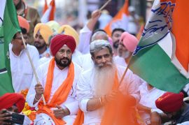 Ashu and Channi on the last day of campaigning during Congress roadshow