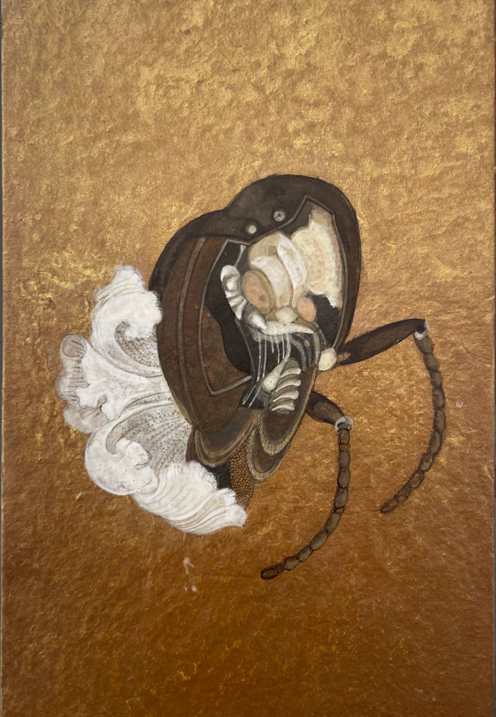 A work from The Bloom of Broken Wings by Anindita Bhattacharya, 2024 (Natural pigments and gold on Wasli) 