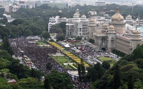 The road to Vidhana Soudha, Bengaluru. (Express photo by Jithendra M)