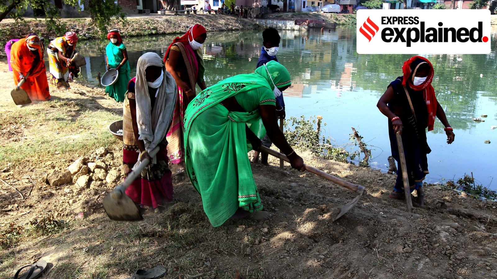 A MGNREGS work site in Gaurakala village in Varanasi district, UP in 2020. (Express photo by Anand Singh)