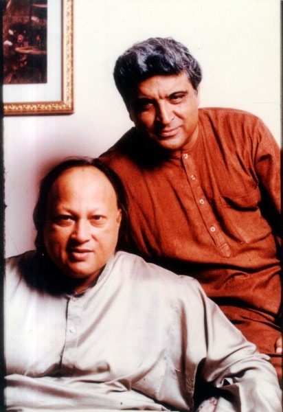 Singer Nusrat Fateh Ali Khan and Javed Akhtar. (Express archive photo)