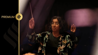 India-born Danish conductor Maria Badstue rehearses at NCPA in Mumbai. Amit Chakravarty