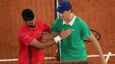 Jannik Sinner, the World No. 1 and new dominant force in men’s tennis, ran Djokovic ragged, beating him 6-4, 7-5, 7-6 (3) in their French Open semifinal late on Friday. (AP)