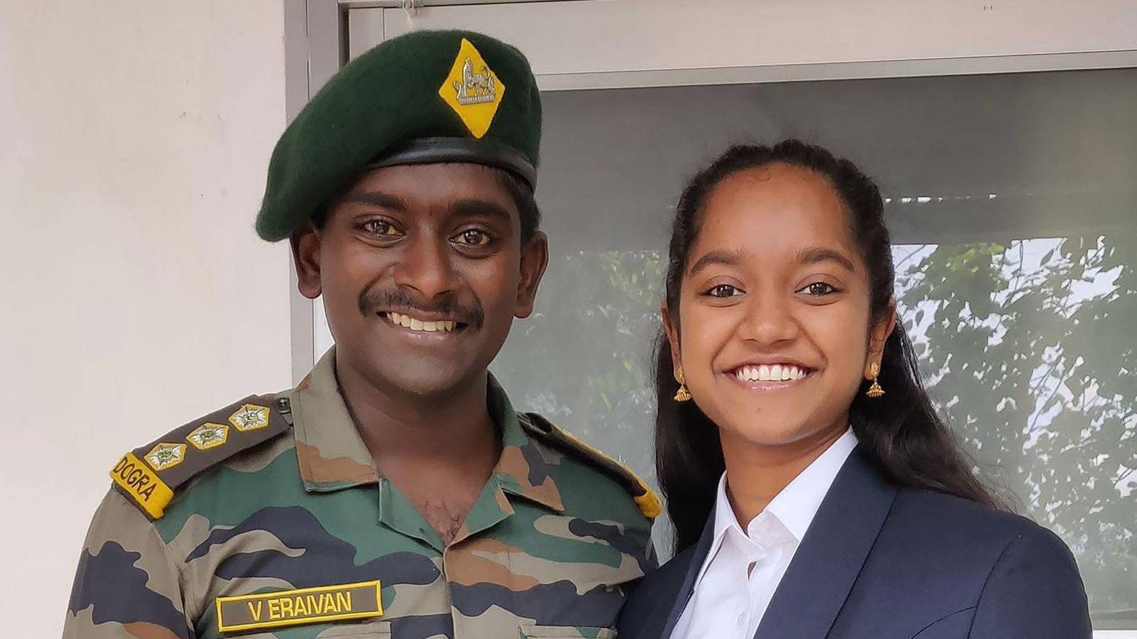 Elavenil Valarivan with her elder brother Major V Eraivan. (Image Credit: Special arrangement)