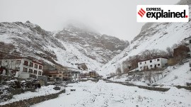 A view of the Kaza town in Lahaul-Spiti, Himachal Pradesh.