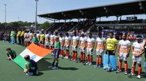 The India and Argentina players observed a minute's silence before the match. (Image Credit: Hockey India)