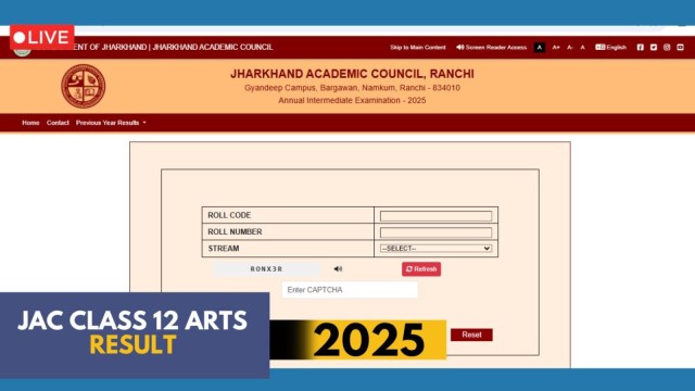 Jharkhand board Class 12th result 2025 live: Updates on overall pass percentage, district wise pass percentage and more (Image Source: jacresults.com)