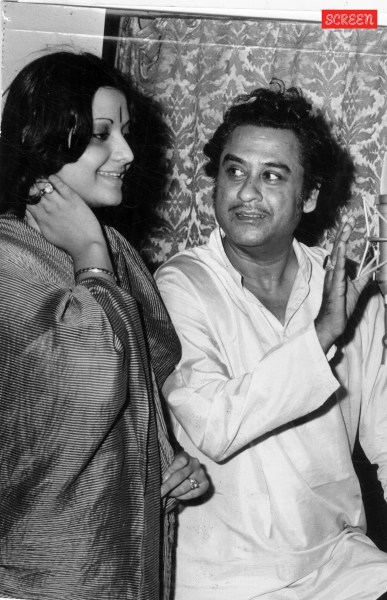 Kishore Kumar with third wife Yogeeta Bali.