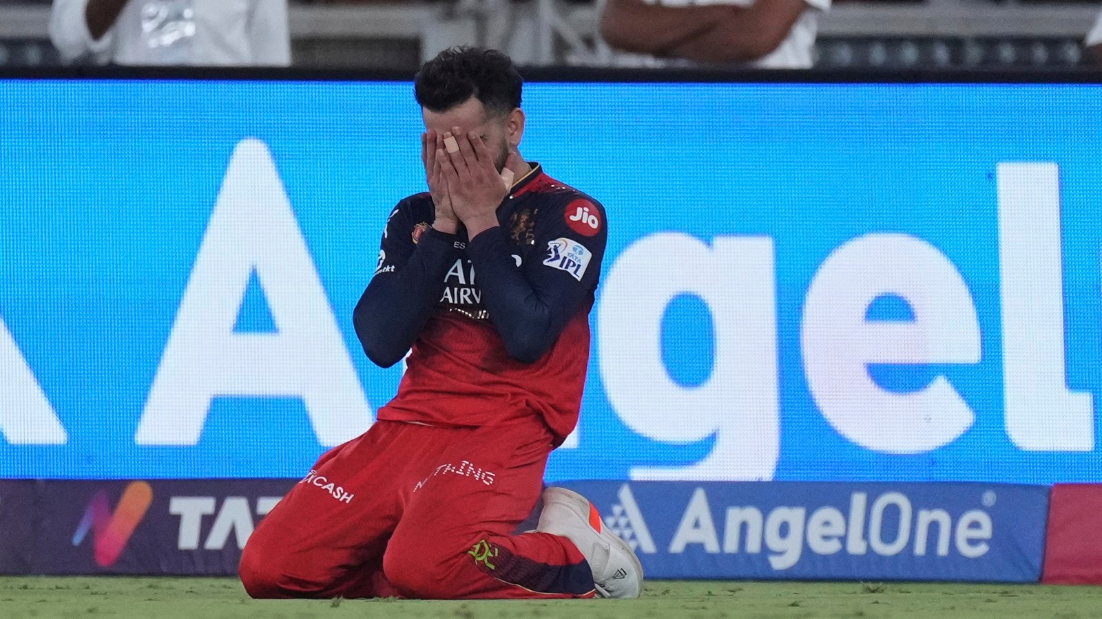 Virat Kohli struggled to contain his emotions in the immediate seconds after RCB's victory was confirmed. (AP Photo)