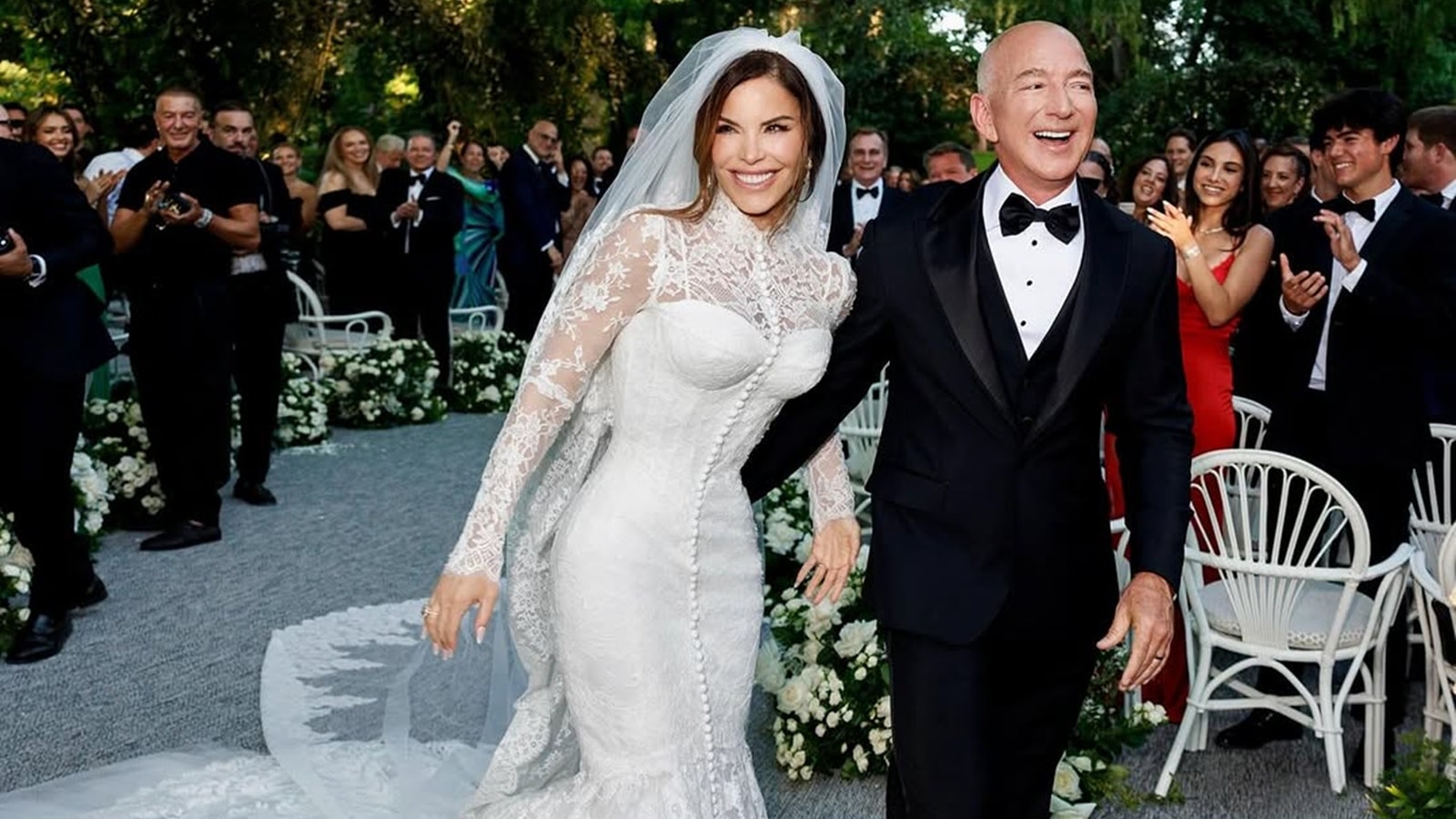 First look out! Lauren Sanchez marries Amazon founder Jeff Bezos in classic Dolce & Gabbana