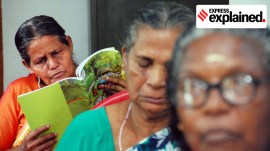Women attend a literacy programme in Kerala.