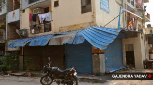 The mob entered the shop of a youth Akbar Khan and vandalised it. Express Photo by Gajendra Yadav.