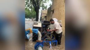 A dewatering pump at Phase 4 in Mohali last year. File