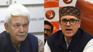 Omar Abdullah did not openly confront the L-G despite various rows like the one that erupted over the transfer of the Kashmir Administrative Service (KAS) and revenue officials by the Raj Bhavan. (Express Photos by Abhinav Saha and Shuaib Masoodi)