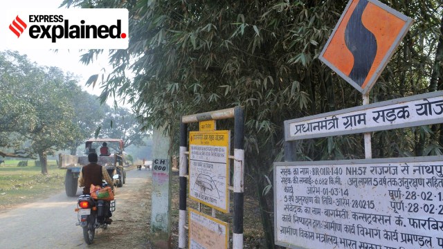 Nathupur village road constructed under the PMGSY in the Araria district of Bihar.