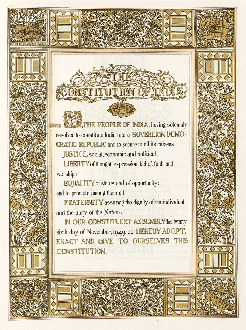 The Preamble of the Indian Constitution.