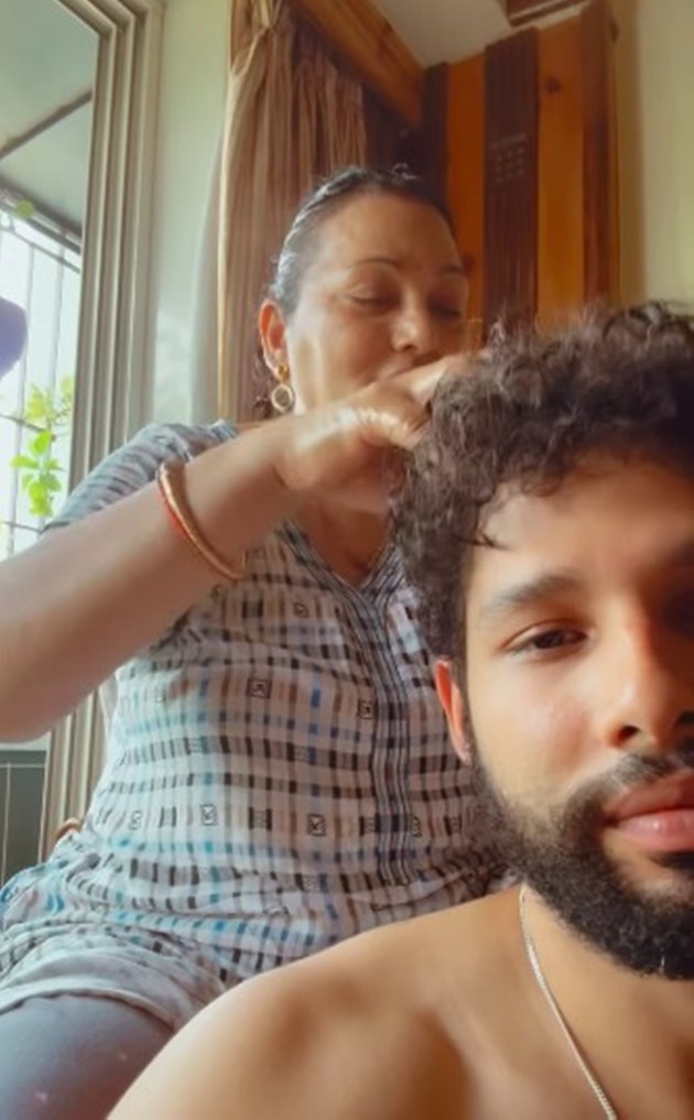 Siddhant Chaturvedi hair oiling